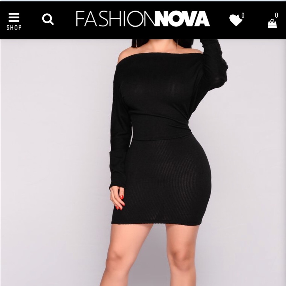 Fashion Nova NWT Black Dolman mini dress